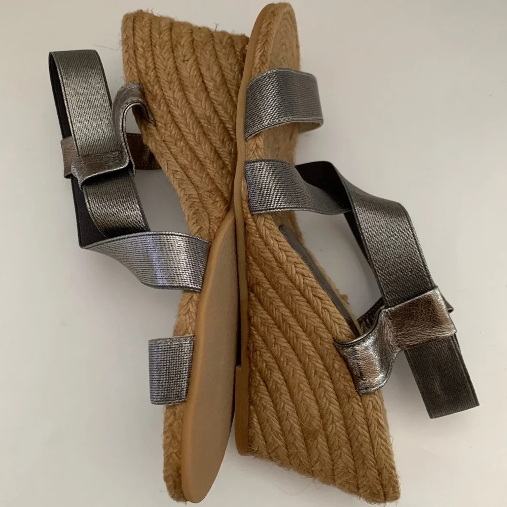 Eric Michael Sandals Women’s EUR Size 41 Metallic Espadrilles Wedges Jute Sling